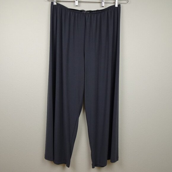 Alex Evenings Wide Leg Pants Women's Plus Size 3X Gray Chiffon Dressy Straight - Picture 1 of 8